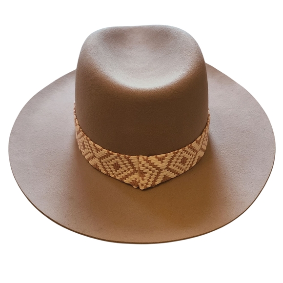 Olive & Pique Wool Fedora Hat Coastal Cowgirl Boho Western Aztec Band Adjustable - Picture 7 of 14